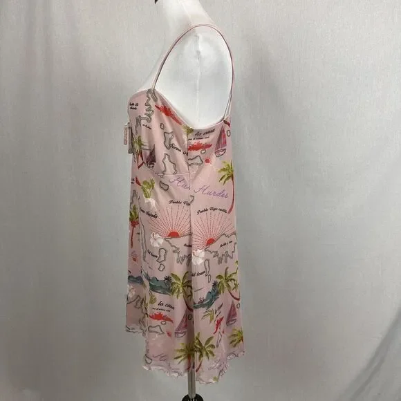 Urban outfitters Elodie printed mini dress tropical pink babydoll size XL - Picture 7 of 7